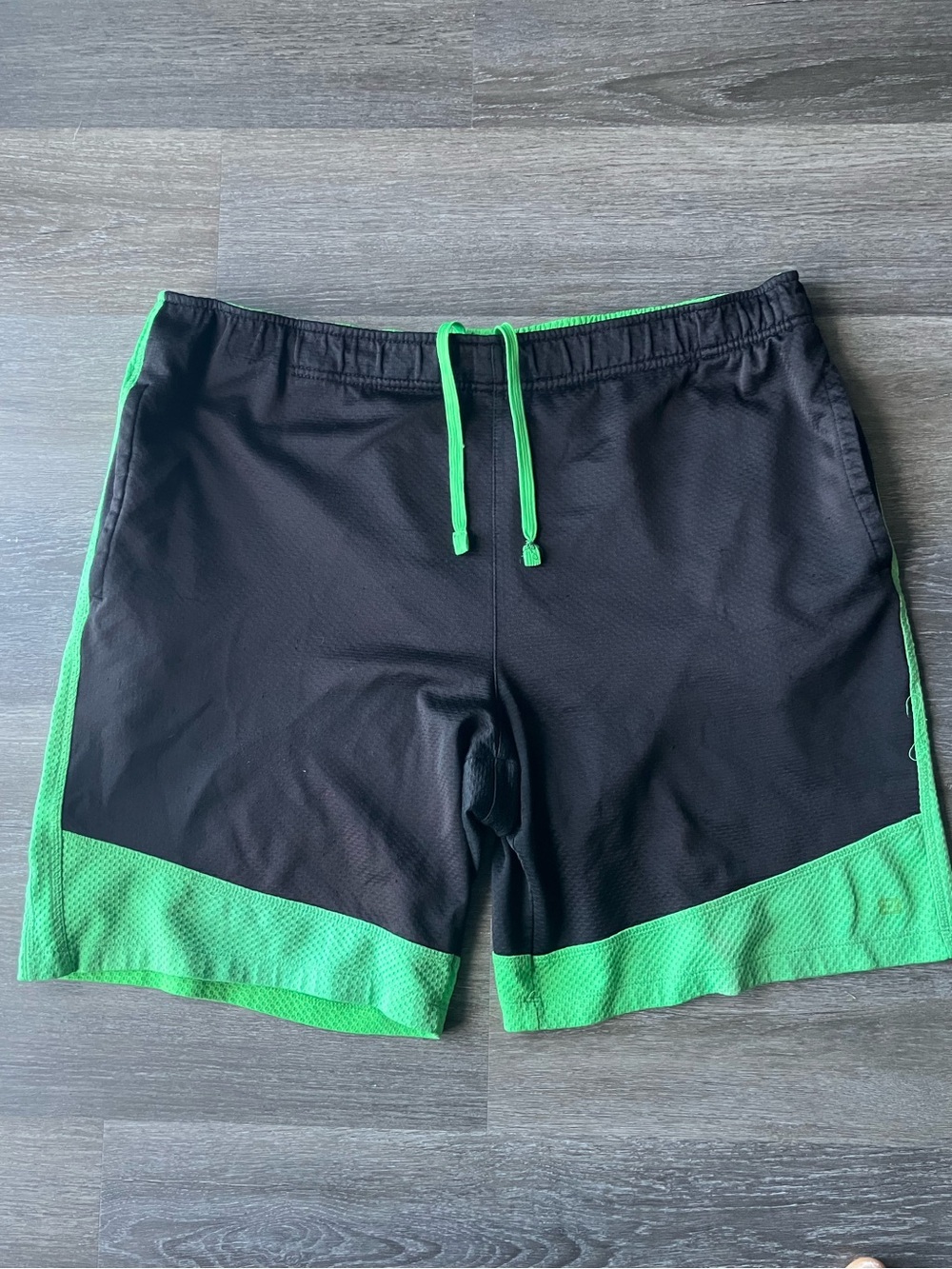 Layer 8 Black Shorts with Bright Green Waistband